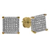 0.55 Carat (ctw) 18K Yellow Gold Plated Silver Round Diamond Dice Shape Mens Stud Earrings 1/2 CT
