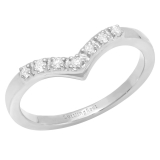0.10 Carat (ctw) 10K White Gold Round White Diamond Ladies Wedding Band Chevron Ring 1/10 CT