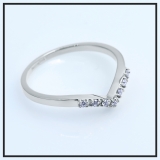 0.10 Carat (ctw) 10K White Gold Round White Diamond Ladies Wedding Band Chevron Ring 1/10 CT