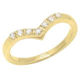 0.10 Carat (ctw) 14K Yellow Gold Round White Diamond Ladies Wedding Band Chevron Ring 1/10 CT
