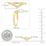 0.10 Carat (ctw) 14K Yellow Gold Round White Diamond Ladies Wedding Band Chevron Ring 1/10 CT