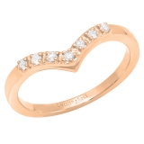 0.10 Carat (ctw) 18K Rose Gold Round White Diamond Ladies Wedding Band Chevron Ring 1/10 CT