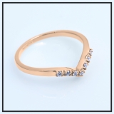 0.10 Carat (ctw) 18K Rose Gold Round White Diamond Ladies Wedding Band Chevron Ring 1/10 CT