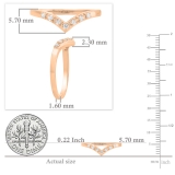 0.10 Carat (ctw) 18K Rose Gold Round White Diamond Ladies Wedding Band Chevron Ring 1/10 CT