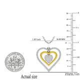 0.45 Carat (ctw) 10K White & Yellow Gold Round White Diamond Ladies Triple Heart Pendant 1/2 CT