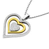0.45 Carat (ctw) 18K White & Yellow Gold Round White Diamond Ladies Triple Heart Pendant 1/2 CT