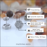 0.20 Carat (ctw) Sterling Silver Round Diamond Hexagon Mens Cluster Stud Earrings 1/5 CT
