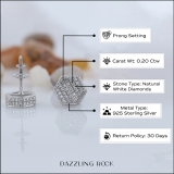 0.20 Carat (ctw) Sterling Silver Round Diamond Hexagon Mens Cluster Stud Earrings 1/5 CT