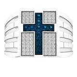 0.50 Carat (ctw) Sterling Silver Round Blue & White Diamond Men's Wedding Band Ring 1/2 CT