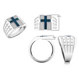 0.50 Carat (ctw) Sterling Silver Round Blue & White Diamond Men's Wedding Band Ring 1/2 CT