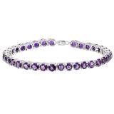 5mm Round Amethyst Dainty Tennis Bracelet for Women 7 Inch Length (15.00 ctw Color Purple Clarity Moderately Included) 925 Sterling Silver
