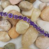 5mm Round Amethyst Dainty Tennis Bracelet for Women 7 Inch Length (15.00 ctw Color Purple Clarity Moderately Included) 925 Sterling Silver