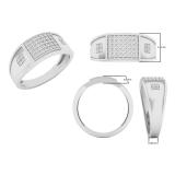 0.25 Carat (ctw) 18K White Gold Round White Diamond Men's Wedding Band Anniversary Ring 1/4 CT