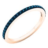 0.20 Carat (ctw) 14K Rose Gold Round Blue Diamond Ladies Ring Wedding Band 1/5 CT