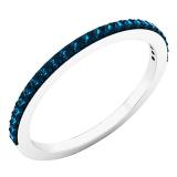 0.20 Carat (ctw) 14K White Gold Round Blue Diamond Ladies Ring Wedding Band 1/5 CT