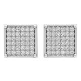0.55 Carat (ctw) Sterling Silver Round Diamond Dice Shape Mens Iced Stud Earrings 1/2 CT