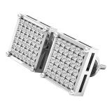 0.55 Carat (ctw) Sterling Silver Round Diamond Dice Shape Mens Iced Stud Earrings 1/2 CT