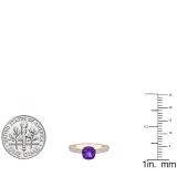 10K Rose Gold 6 MM Cushion Amethyst & Round White Diamond Ladies Bridal Engagement Ring