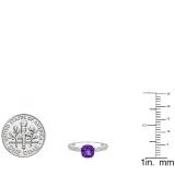 18K White Gold 6 MM Cushion Amethyst & Round White Diamond Ladies Bridal Engagement Ring