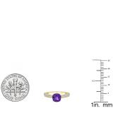 18K Yellow Gold 6 MM Cushion Amethyst & Round White Diamond Ladies Bridal Engagement Ring