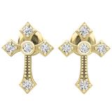0.15 Carat (ctw) 10K Yellow Gold Round White Diamond Ladies Cross Stud Earrings