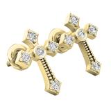 0.15 Carat (ctw) 10K Yellow Gold Round White Diamond Ladies Cross Stud Earrings