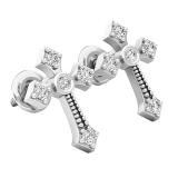 0.15 Carat (ctw) 18K White Gold Round White Diamond Ladies Cross Stud Earrings
