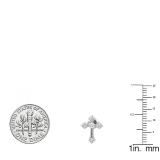 0.15 Carat (ctw) 18K White Gold Round White Diamond Ladies Cross Stud Earrings