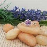 14K White Gold 6 MM Round Amethyst & White Diamond Ladies Bridal Engagement Ring