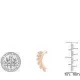 0.35 Carat (ctw) 14K Rose Gold Round White Diamond Ladies Leaf Shaped Climber Earrings 1/3 CT