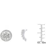 0.35 Carat (ctw) 14K White Gold Round White Diamond Ladies Leaf Shaped Climber Earrings 1/3 CT