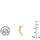 0.35 Carat (ctw) 14K Yellow Gold Round White Diamond Ladies Leaf Shaped Climber Earrings 1/3 CT
