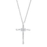 0.35 Carat (ctw) 14K White Gold Round Diamond Ladies Cross Pendant 1/3 CT (Silver Chain Included)