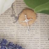 0.35 Carat (ctw) 14K White Gold Round Diamond Ladies Cross Pendant 1/3 CT (Silver Chain Included)