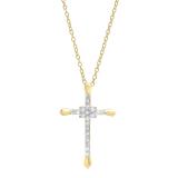 0.35 Carat (ctw) 18K Yellow Gold Round Diamond Ladies Cross Pendant 1/3 CT (Gold Chain Included)