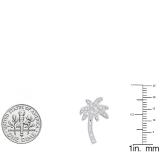 0.30 Carat (ctw) Sterling Silver Round Diamond Palm Tree Stud Earrings 1/4 CT