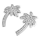 0.30 Carat (ctw) Sterling Silver Round Diamond Palm Tree Stud Earrings 1/4 CT