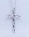 0.25 Carat Round White Diamond Infinity Twisted Cross Pendant with 18 inch Silver Chain for Women in 18K White Gold