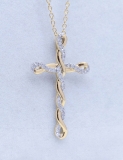 0.25 Carat Round White Diamond Infinity Twisted Cross Pendant with 18 inch Gold Chain for Women in 10K Yellow Gold