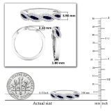 Sterling Silver Round Blue Sapphire & White Diamond Ladies Anniversary Wedding Stackable Band