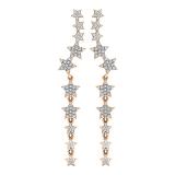 0.10 Carat (ctw) 14K Rose Gold Round White Diamond Ladies Stars Dangling Drop Earrings 1/10 CT