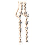 0.10 Carat (ctw) 14K Rose Gold Round White Diamond Ladies Stars Dangling Drop Earrings 1/10 CT