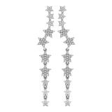 0.10 Carat (ctw) 14K White Gold Round White Diamond Ladies Stars Dangling Drop Earrings 1/10 CT