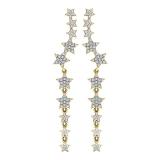 0.10 Carat (ctw) 14K Yellow Gold Round White Diamond Ladies Stars Dangling Drop Earrings 1/10 CT