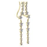 0.10 Carat (ctw) 14K Yellow Gold Round White Diamond Ladies Stars Dangling Drop Earrings 1/10 CT