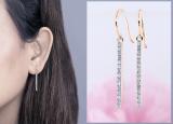 0.25 Carat (ctw) 10K Rose Gold Round White Diamond Ladies Fashion Dangling Earrings 1/4 CT