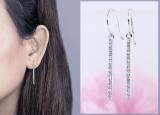 0.25 Carat (ctw) 10K White Gold Round White Diamond Ladies Fashion Dangling Earrings 1/4 CT