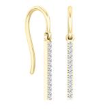 0.25 Carat (ctw) 10K Yellow Gold Round White Diamond Ladies Fashion Dangling Earrings 1/4 CT
