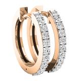 0.33 Carat (ctw) 10K Rose Gold Round White Diamond Ladies Huggies Hoop Earrings 1/3 CT
