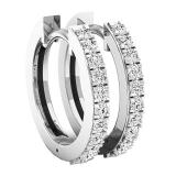 0.33 Carat (ctw) 10K White Gold Round White Diamond Ladies Huggies Hoop Earrings 1/3 CT